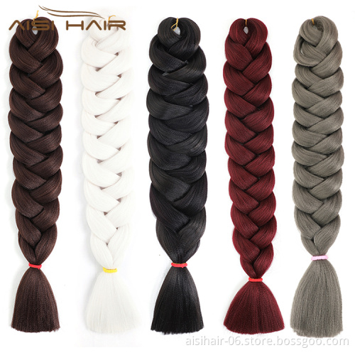 Aisi Hair Top Quality 82 Inch 165g Braid Hair Low Temperature Flame Retardant Fiber Braiding Hair Extension For Black Women